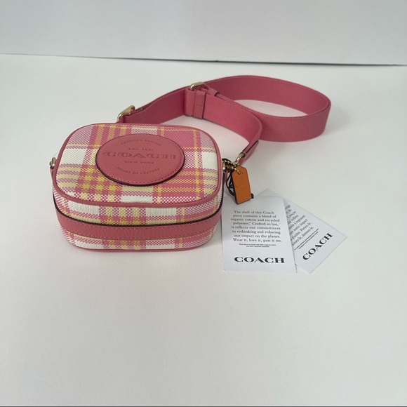 Coach Mini Dempsey Camera Bag With Garden Plaid Print And Coach Patch New W/ Tag - Picture 6 of 14